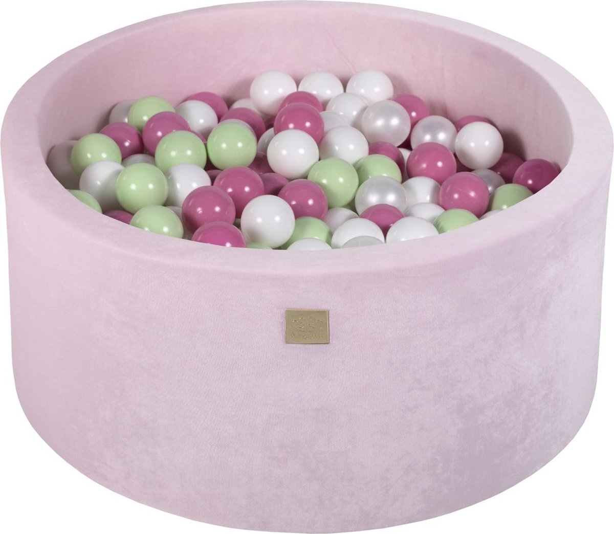 Ronde ballenbak VELVET 90x40 - Poeder Roze incl 300 ballen - Licht Roze, Licht Groen, Wit, Wit Pearl |  je.nl